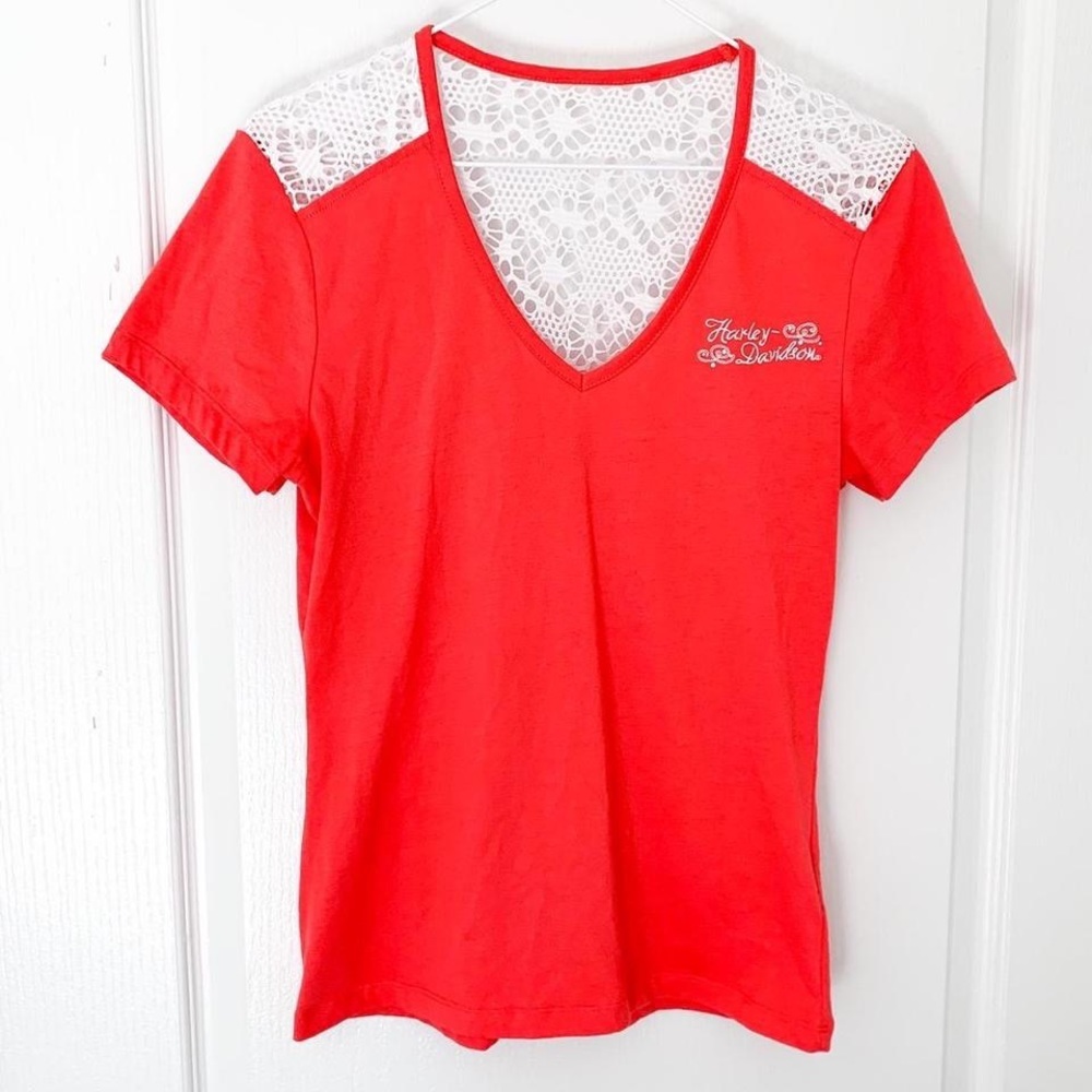 Y2K pink/red Harley Davidson shirt